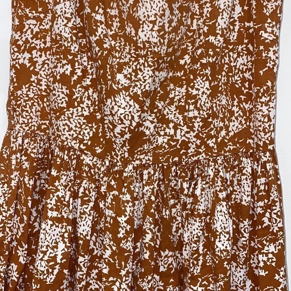 Lapis by Anthropologie Brown White Floral Cotton Blend A-line Dress Size Small - Picture 6 of 14